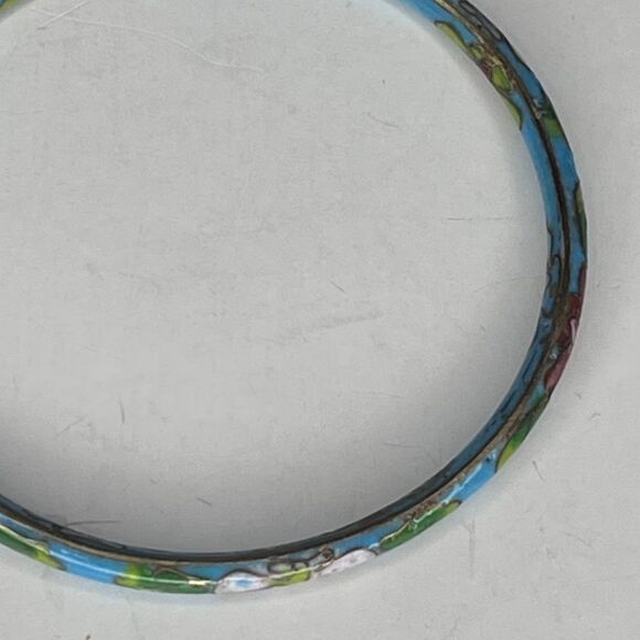 Enamel Thin Marked 925 Bangle Bracelet and Earrings Set comes w/ Pouch Marked - Picture 4 of 5